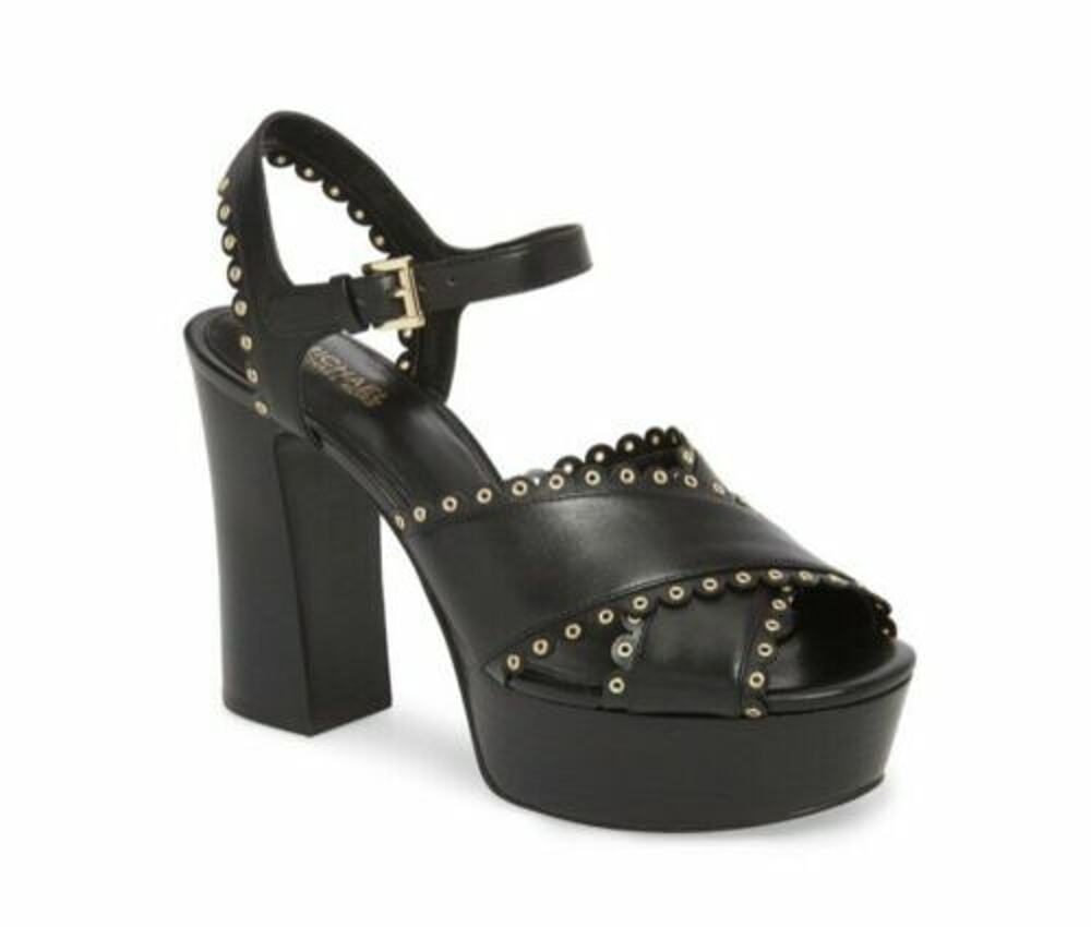 Michael Kors Jessie Scalloped Platform Heels Sandals Leather Size 10~NEW $170